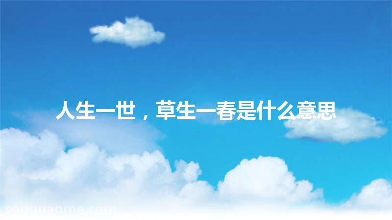 人生一世，草生一春是什么意思 人生一世，草生一春的拼音 人生一世，草生一春的成语解释